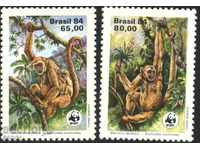 Чисти марки Фауна WWF Маймуни 1984 от Бразилия