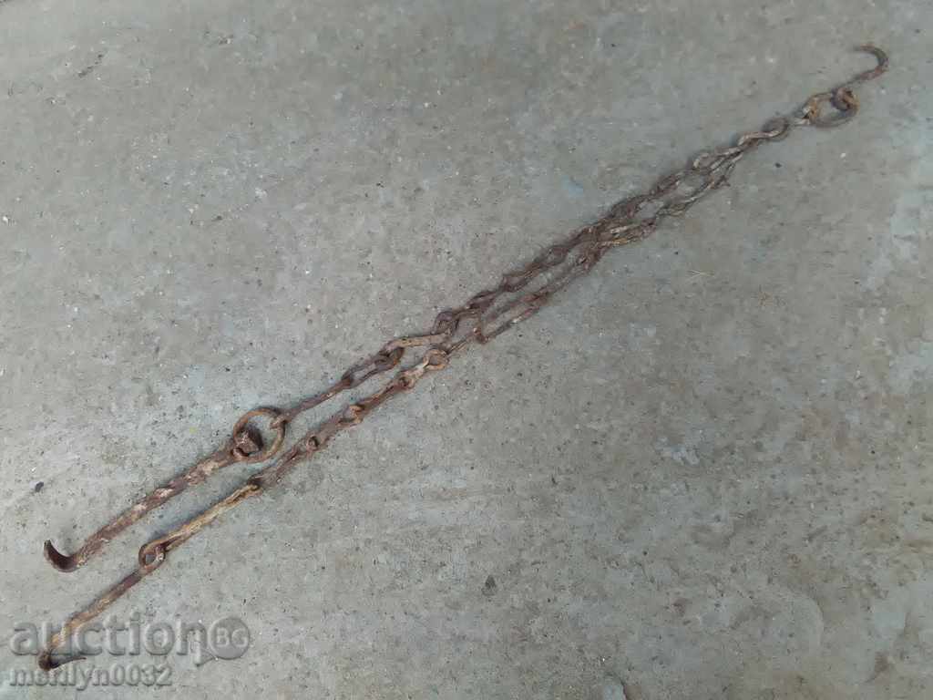 Old forged chain with hook, hearth for hearth chain hook - 5 Old forged chain with hook, hearth for hearth chain hook - 5