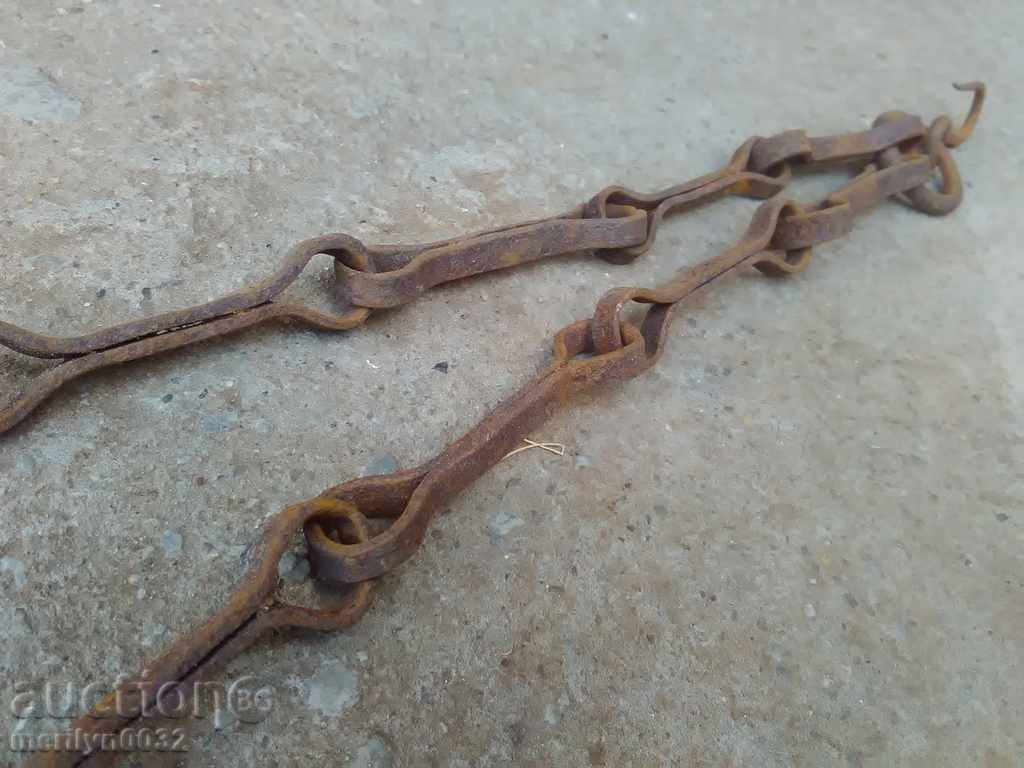 Old forged chain with hook, hearth for hearth chain hook - 6 Old forged chain with hook, hearth for hearth chain hook - 6