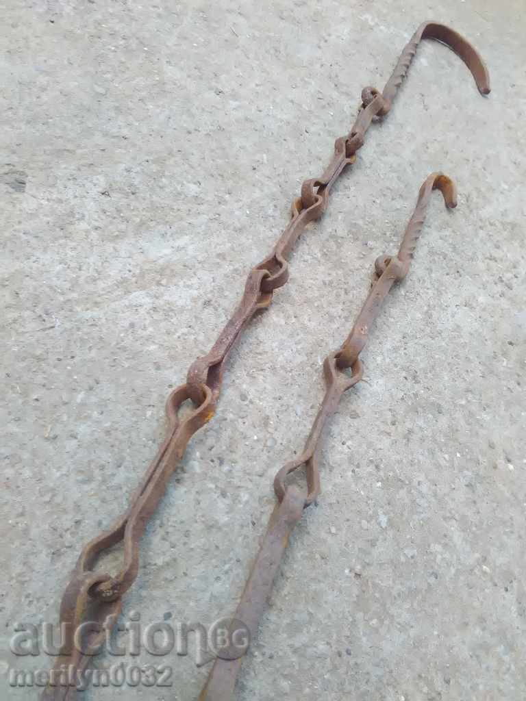 Old forged chain with hook, hearth for hearth chain hook - 7 Old forged chain with hook, hearth for hearth chain hook - 7