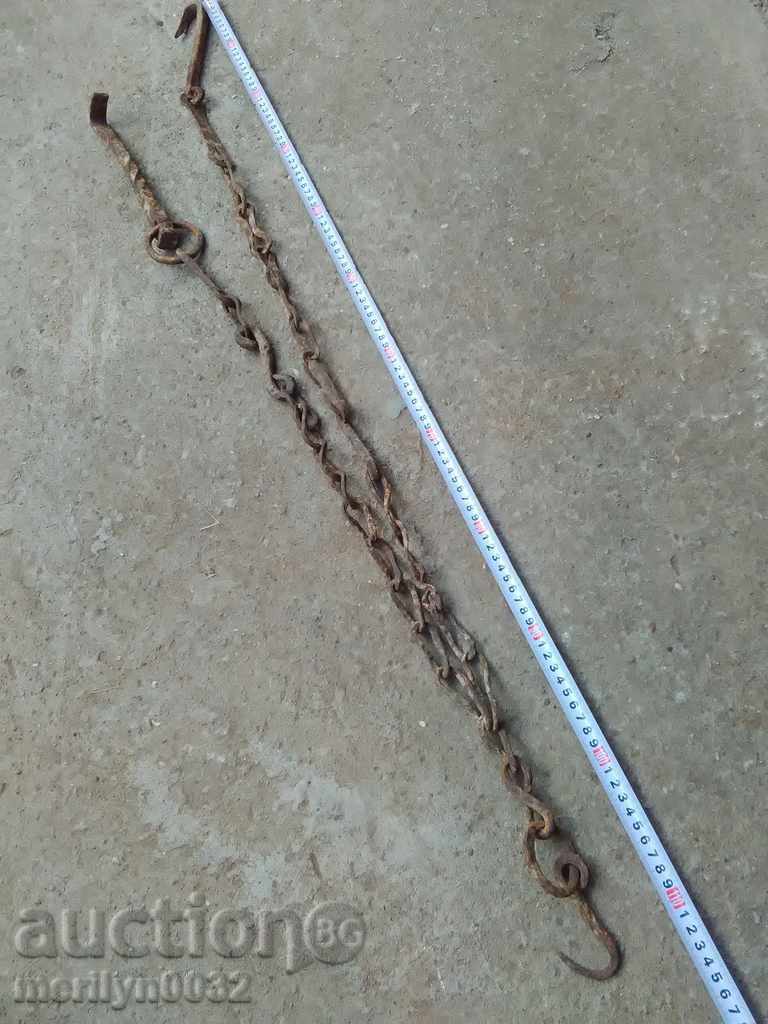 Licitație Vechiul cârlig lanț forjat, cârlige cuier lanț focar Licitație Vechiul cârlig lanț forjat, cârlige cuier lanț focar