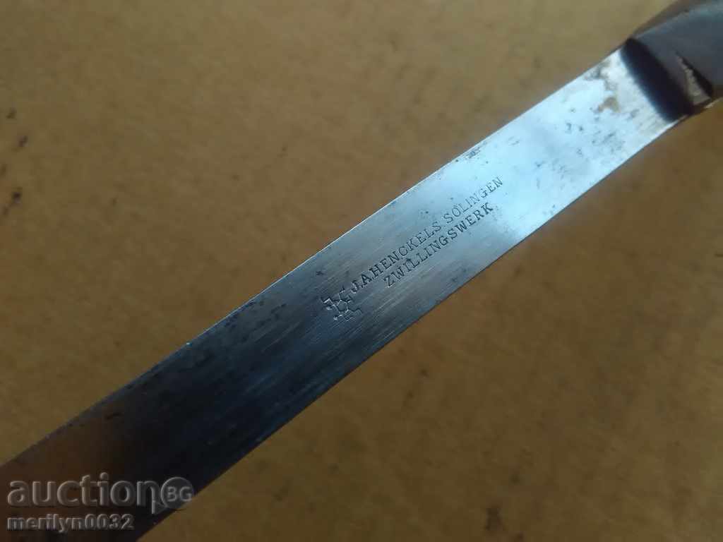 Стар профилен немски нож с чирени от биволски рог - 7