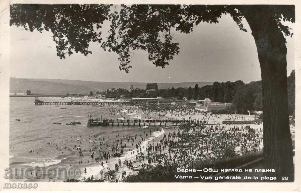 Стара пощенска картичка - Варна, Общ изглед на плажа