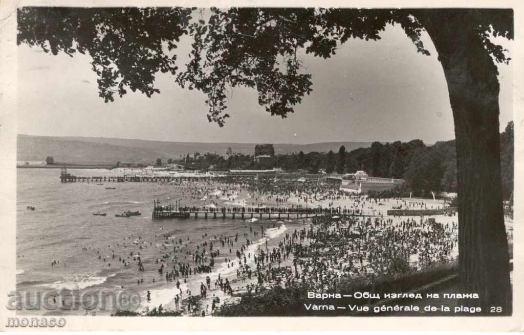 Old postcard - Varna, General view of the beach