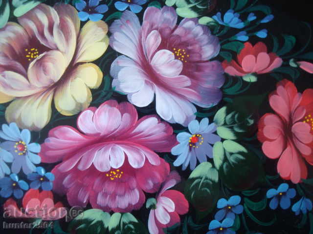 Tray, metal, hand painted, large 480x285mm. USSR with price 39.95 BGN | € 20.43 Tray, metal, hand painted, large 480x285mm. USSR with price 39.95 BGN | € 20.43