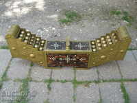Old Hand Wrought Waxing Box, Brass, Mother of Pearl, Shoes