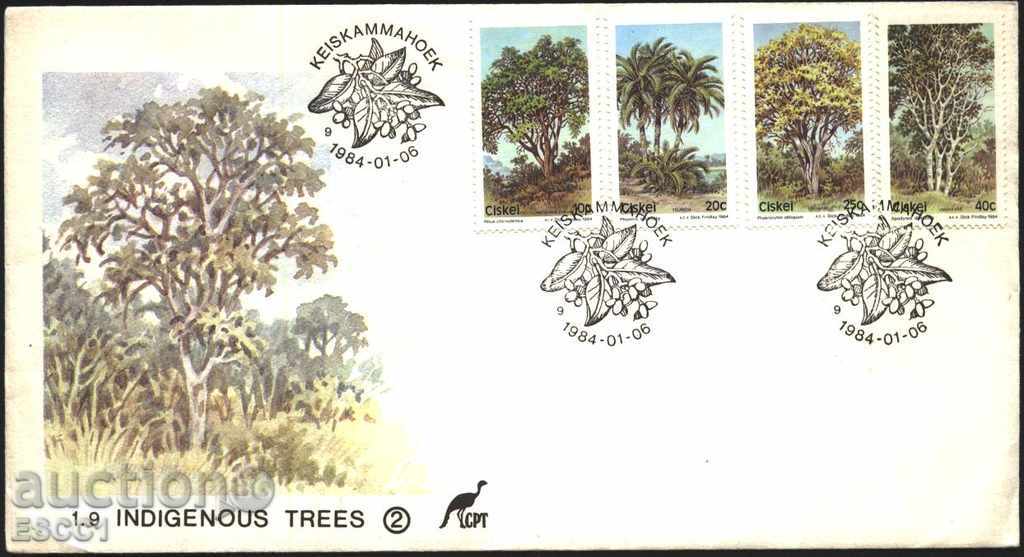plic FDC Flora Trees 1984, de Tsiskey Africa de Sud