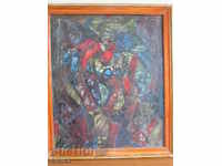 Rare painting, abstraction, oil, canvas, signed, 80s.