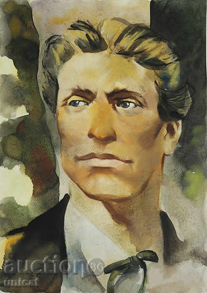 Portretul lui Vasil Levski, acuarelă, poză veche
