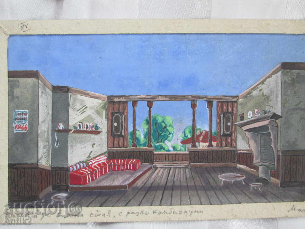 2 old original watercolors - a project for a rural house - 7 2 old original watercolors - a project for a rural house - 7