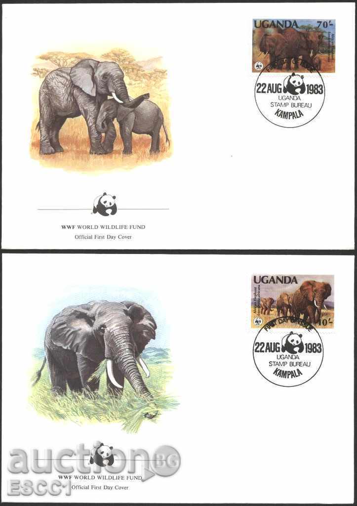 Enlargement Envelopes (FDC) WWF Fauna Elephants 1983 from Uganda with price 22.00 BGN | € 11.25 Enlargement Envelopes (FDC) WWF Fauna Elephants 1983 from Uganda with price 22.00 BGN | € 11.25