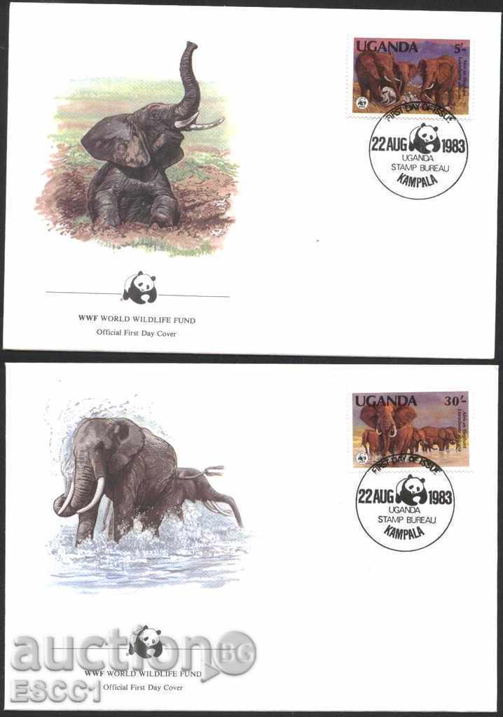 Auction Enlargement Envelopes (FDC) WWF Fauna Elephants 1983 from Uganda Auction Enlargement Envelopes (FDC) WWF Fauna Elephants 1983 from Uganda