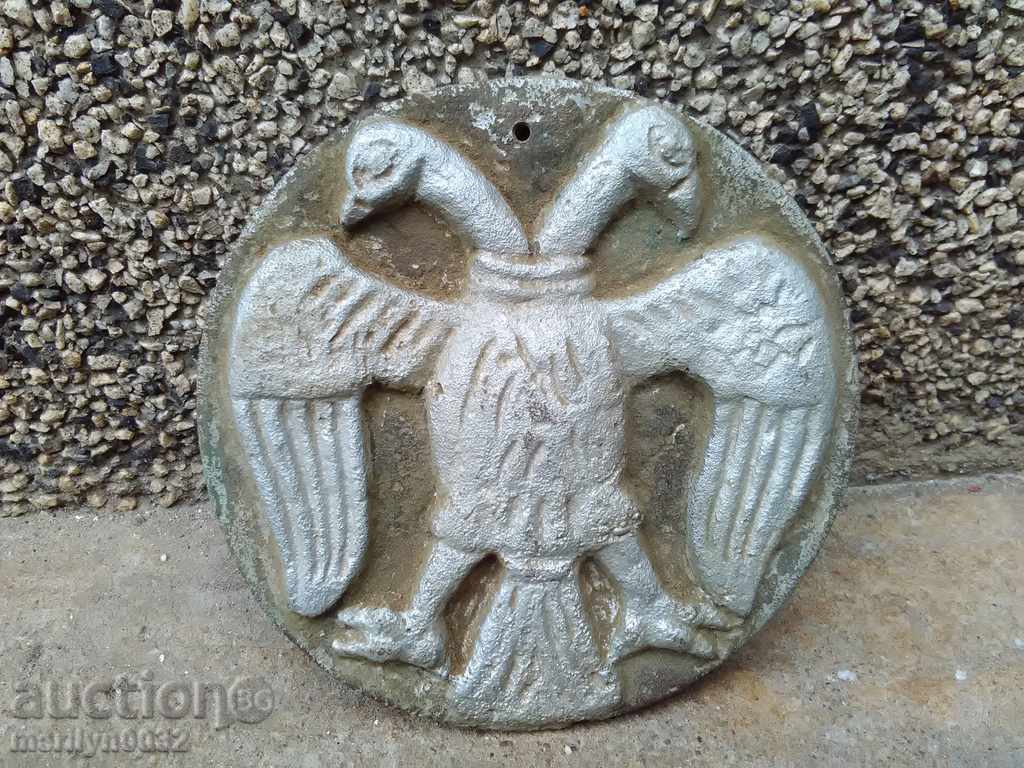 Metal ornaments figure double-headed eagle bas-relief 3.5kg bronze