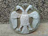 Metal ornaments figure double-headed eagle bas-relief 3.5kg bronze