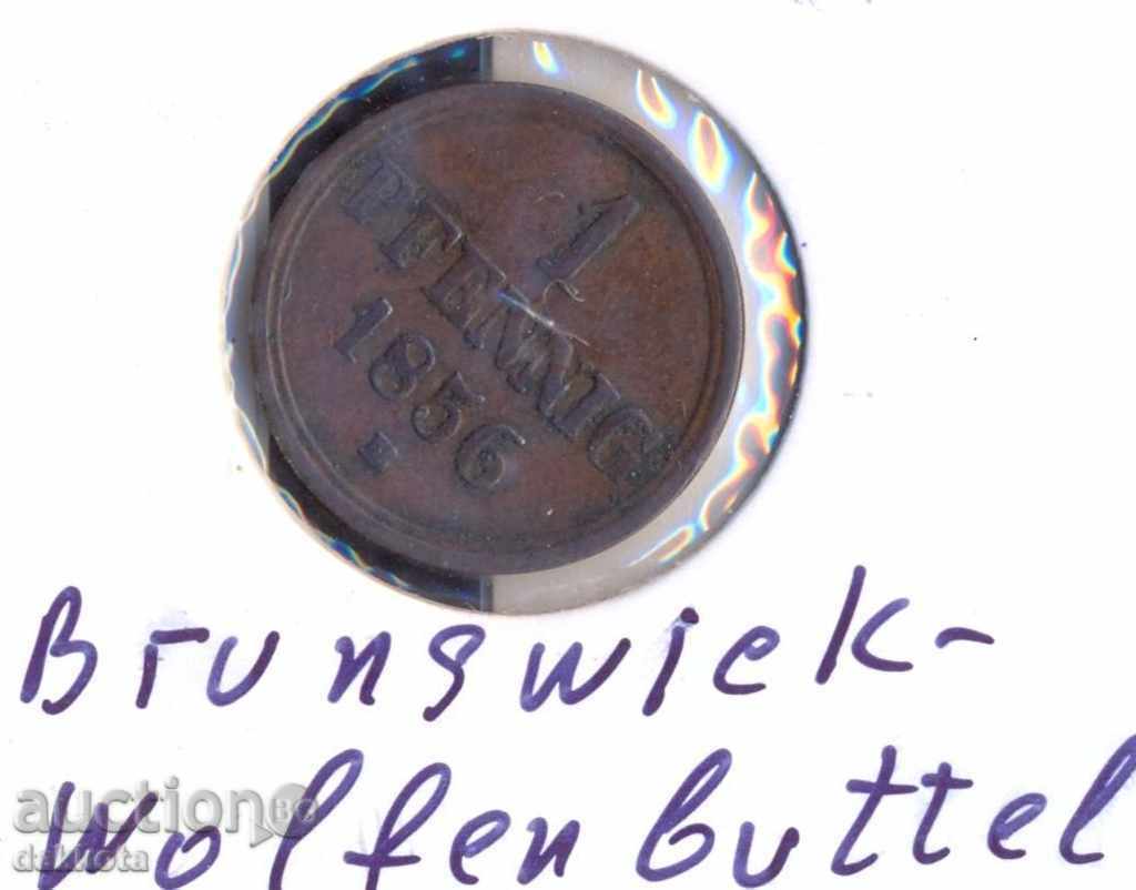 Auction Brunswick-Wolffenbuttel 1 pfennig 1856c, circulation 514 thousand Auction Brunswick-Wolffenbuttel 1 pfennig 1856c, circulation 514 thousand