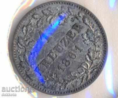 Δημοπρασία Württemberg 1 Kreuzer 1861, κυκλοφορία 97.000, άριστη