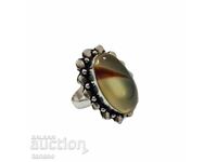 Silver ring with natural Montana agate, Size 56