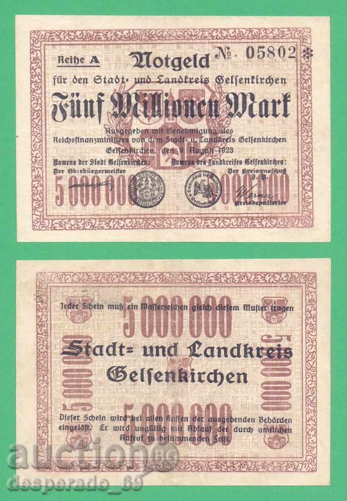 (¯`'•.¸ГЕРМАНИЯ (Gelsenkirchen) 5 милиона марки 1923¸.•'´¯)