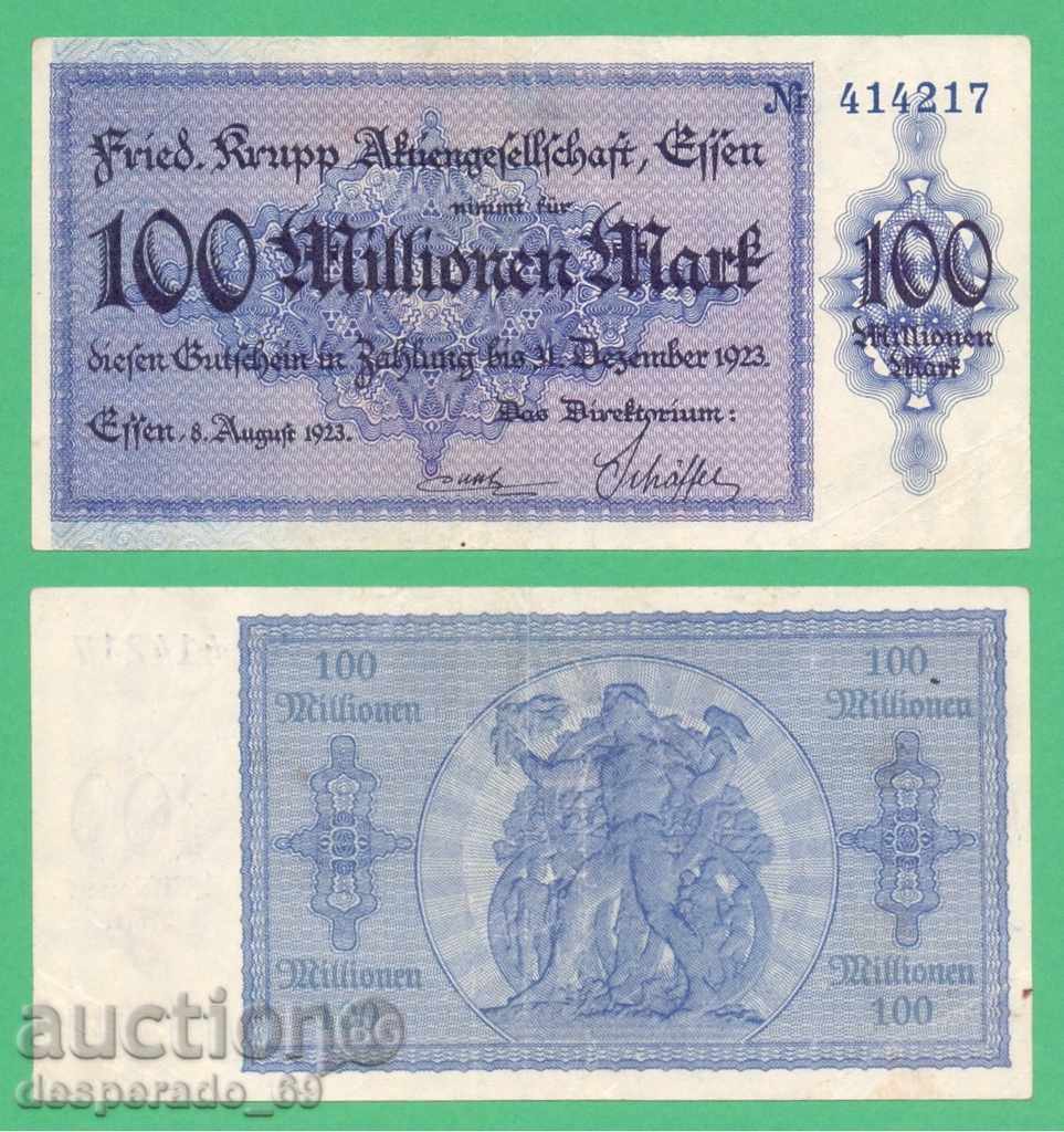 (¯` '• .¸GERMANIYA (Essen) 100 de milioane de mărci anul 1923. •' '°)