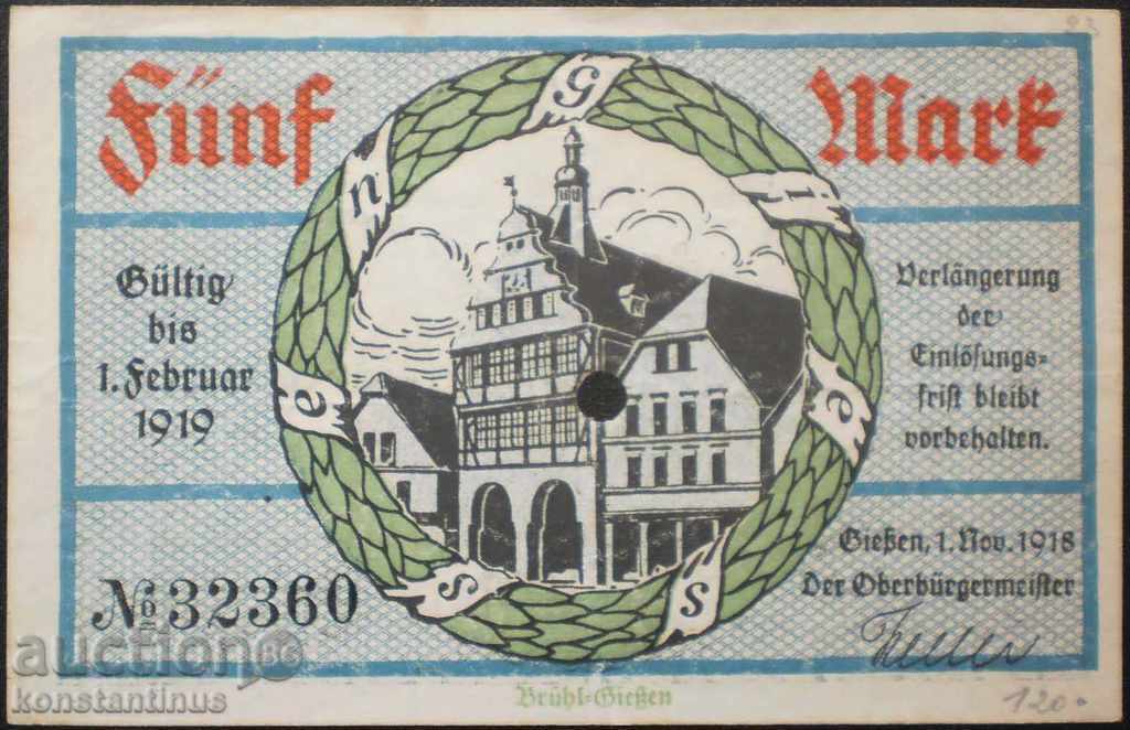 Germany 5 Mark 1918 VF Rare