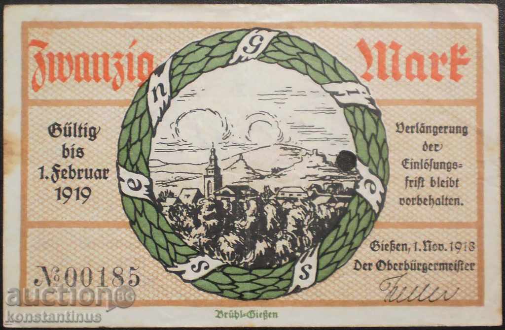 Германия  20   Марк 1918 VF  Rare