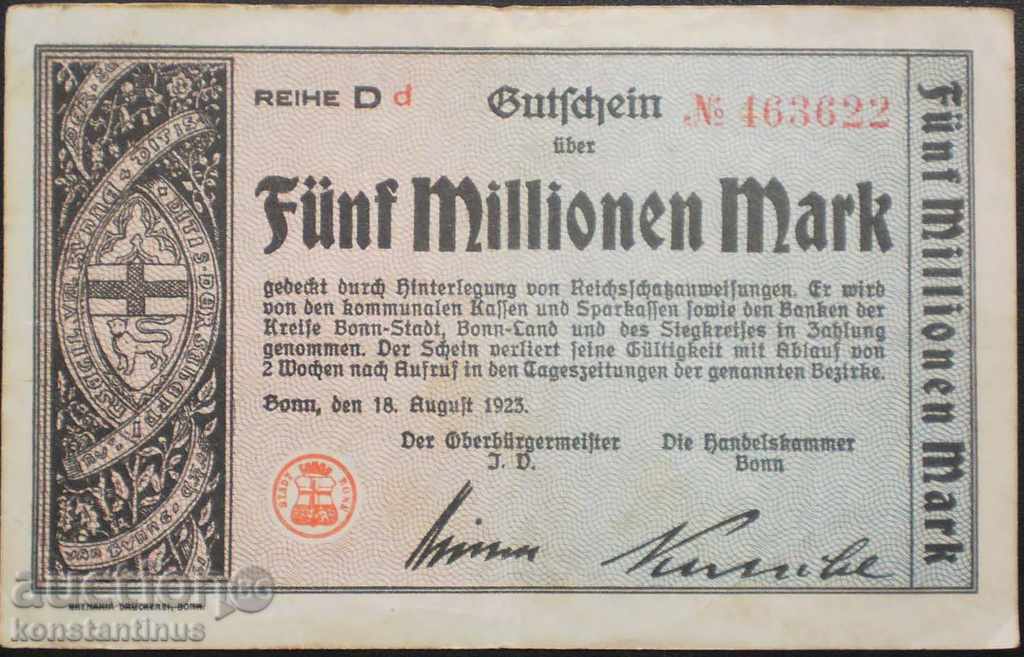 Германия  5 000 000   Марк 1923 VF  Rare