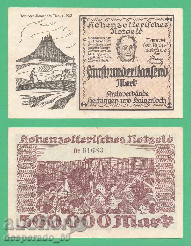 ( ` '• .¸GERMANIYA (Hechingen) 500.000 σήματα 1923. •' '¯)