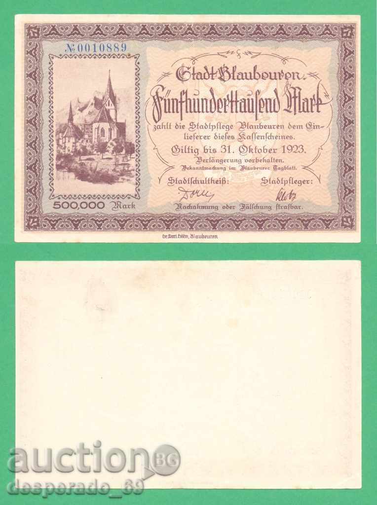 (¯` '• .¸GERMANIYA (Blaubeuren) 500.000 mărci anul 1923. •' '°)
