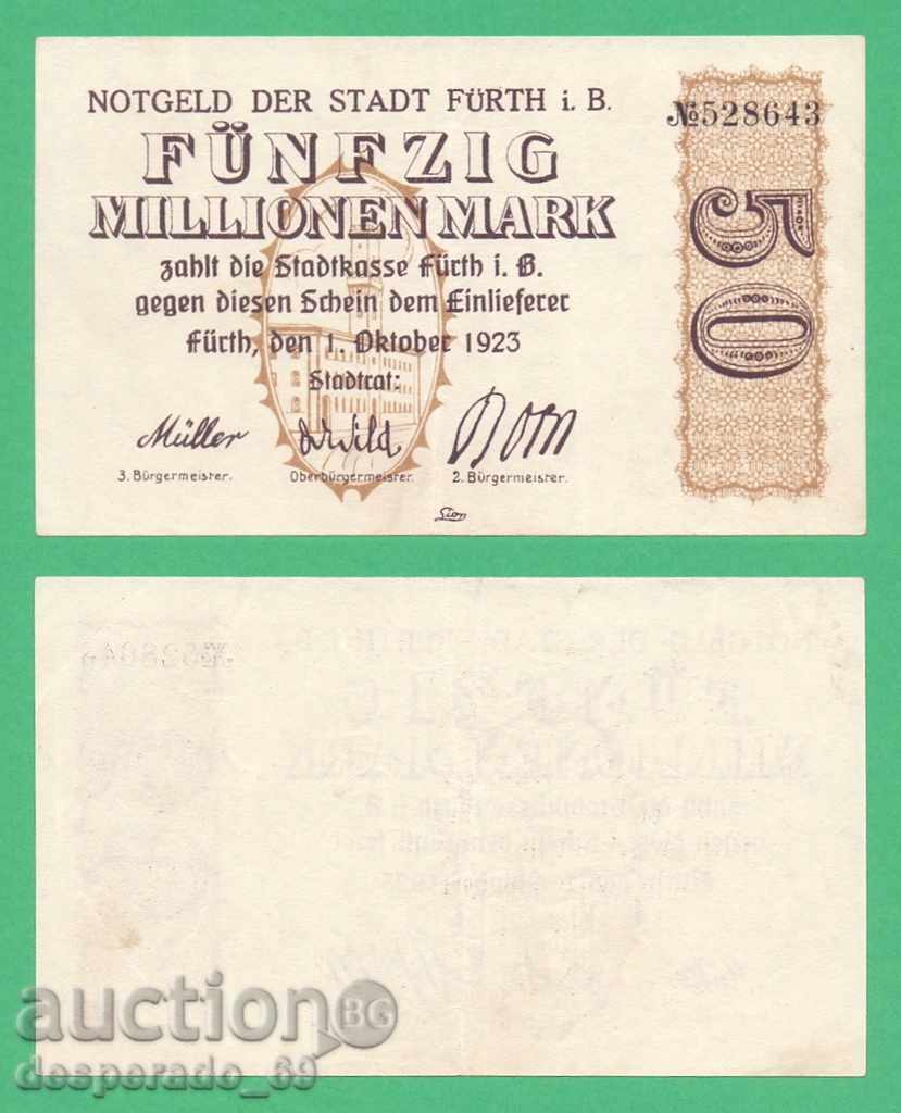 ( ` '• .¸GERMANIYA (Fürth) 50 εκατομμύρια σήματα το 1923. •' '¯)