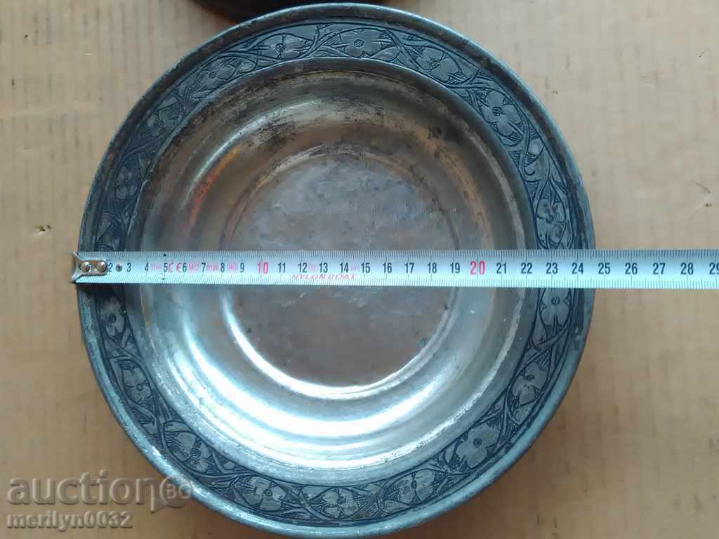 Παράδοση Οθωμανικό καζάνι με κασσίτερο με χαρακτικά και καπάκι χάλκινο χάλκινο σκεύος