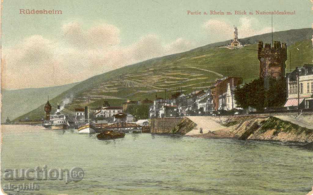 Old postcard - Rodesheim, Germany - River, 1907