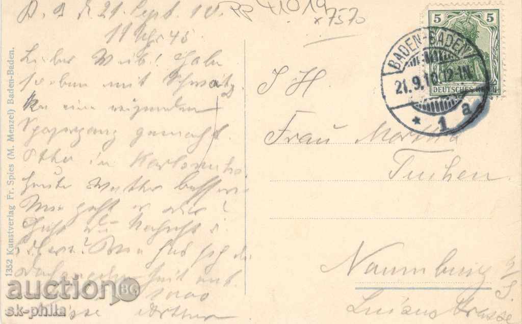 Old postcard - Baden - Baden, General view, 1910 with price 3.40 BGN | € 1.74 Old postcard - Baden - Baden, General view, 1910 with price 3.40 BGN | € 1.74