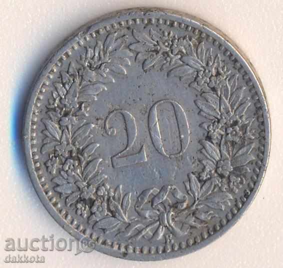 Швейцария 20 рапена 1909 година