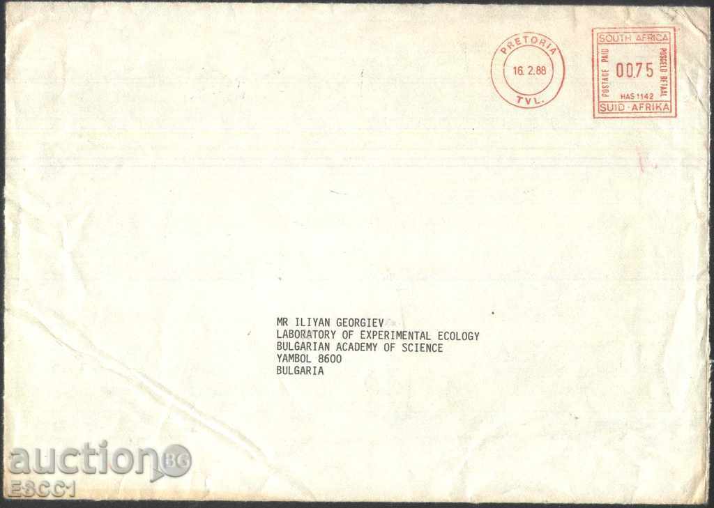 Traveled Envelope - 1988 Front Side South Africa South Africa