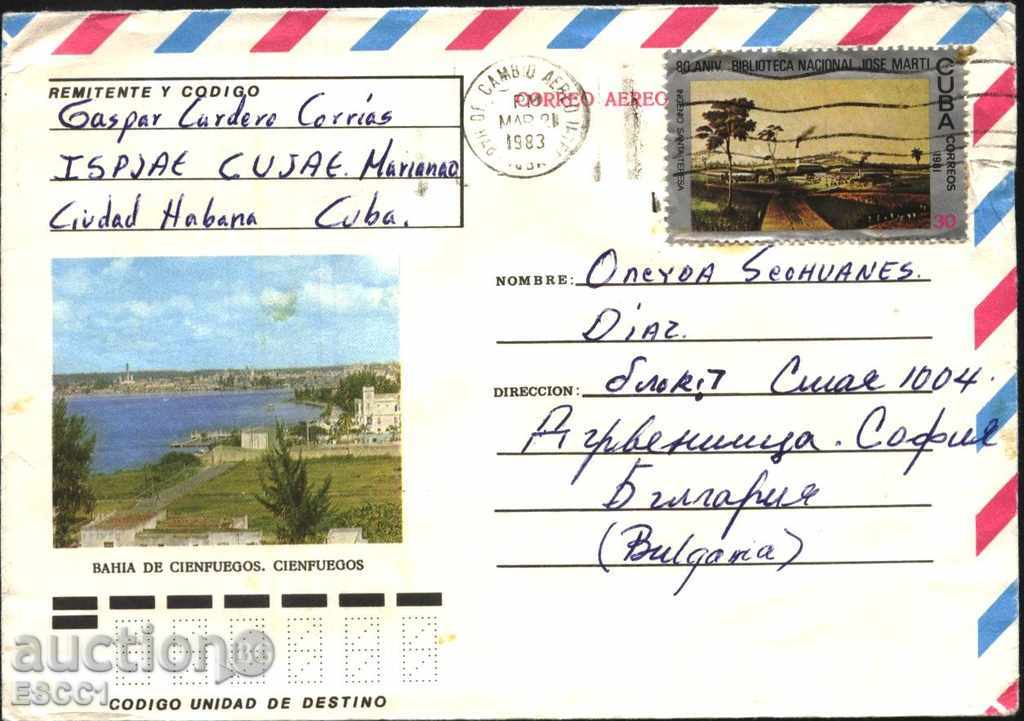 Пътувал плик Изглед Бахия с марка Библиотека 1981  от Куба