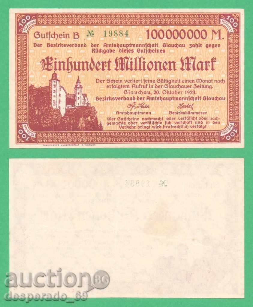 (¯` '• .¸GERMANIYA (Glauchau) 100 de milioane de mărci anul 1923. •' '°)