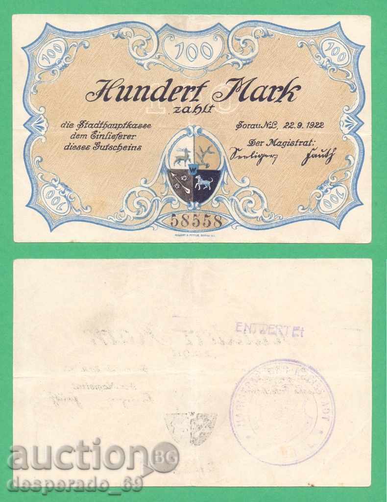 (¯`'•.¸ГЕРМАНИЯ (Sorau) 100 марки 1922¸.•'´¯)