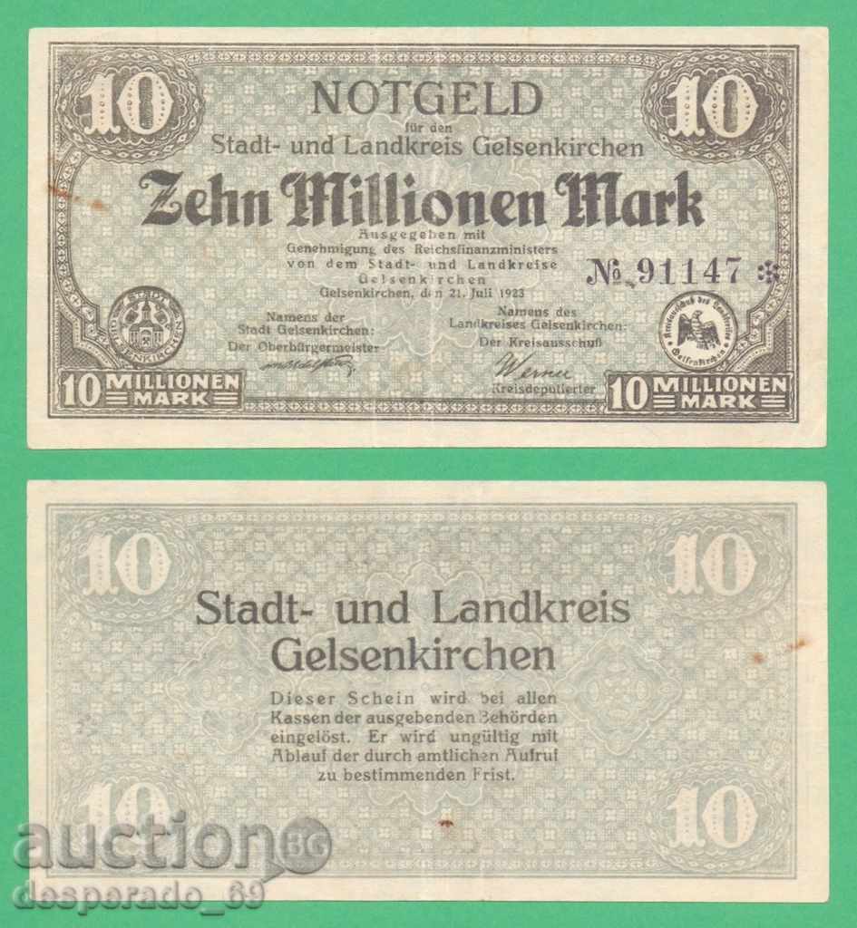 (¯`'•.¸ГЕРМАНИЯ (Gelsenkirchen) 10 милиона марки 1923¸.•'´¯)