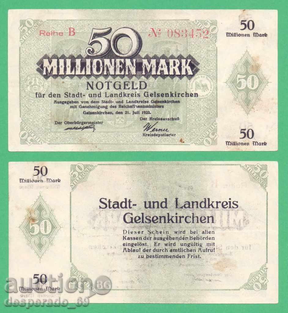 (¯`'•.¸ГЕРМАНИЯ (Gelsenkirchen) 50 милиона марки 1923¸.•'´¯)