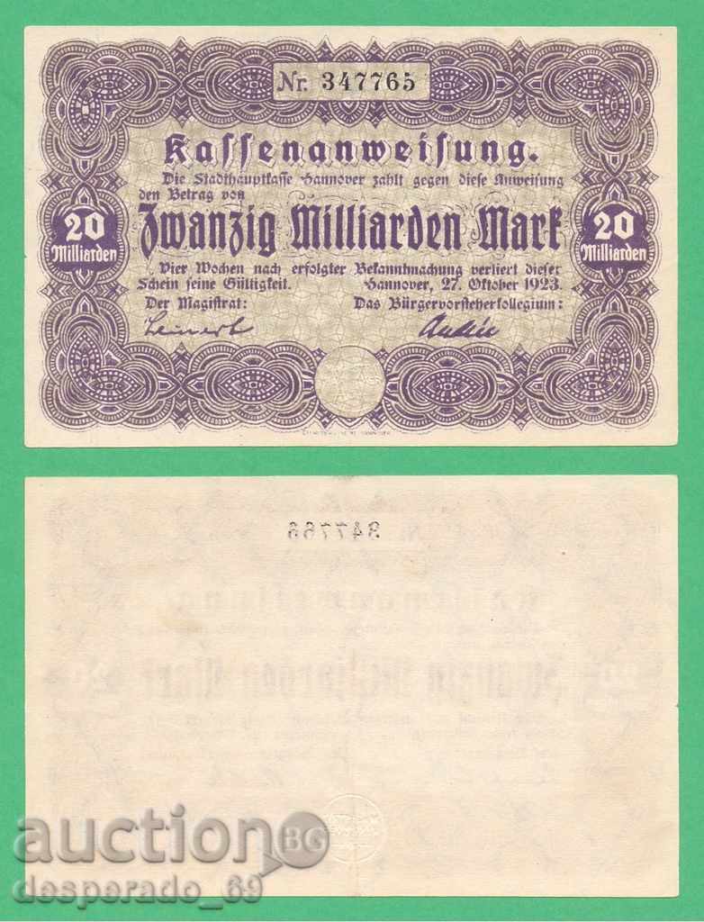 (GERMANY) (Hannover) 20 billion marks 1923. • • • •)
