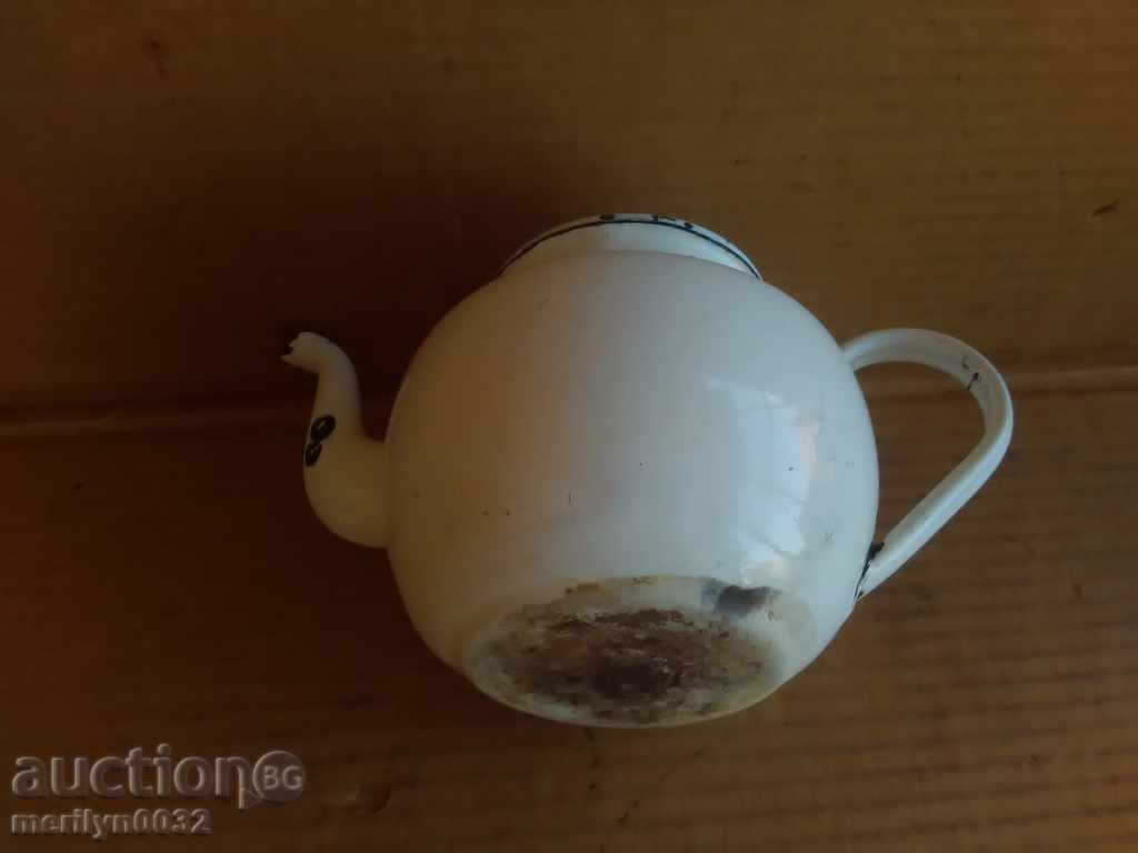 Old enamel tea kettle pitcher pot with enamel - 7 Old enamel tea kettle pitcher pot with enamel - 7