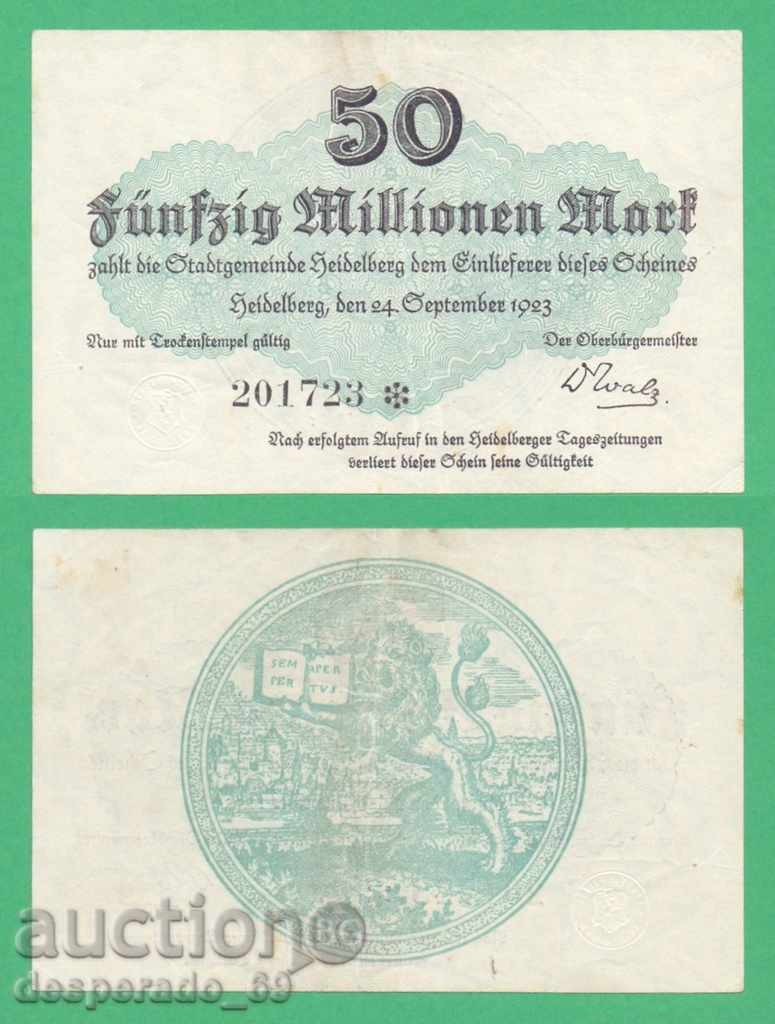 (¯`'•.¸ГЕРМАНИЯ (Heiderberg) 50 милиона марки 1923.•'´¯)