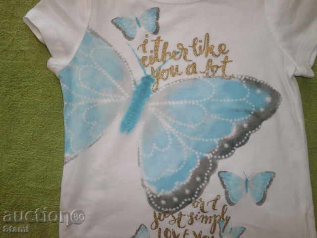 Auction White T-shirt N & M for a girl of 4-6 years, size 110/116, new Auction White T-shirt N & M for a girl of 4-6 years, size 110/116, new