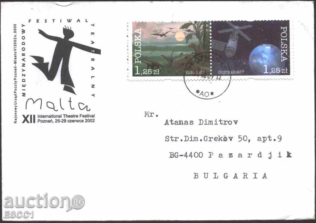 Traveled envelope with Dinosaurs, Cosmoia from Poland
