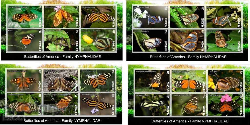 Чисти блокове Фауна Пеперуди 2017 от Тонго