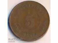 Mauritius 5 cent 1922, circulation 360 thous.