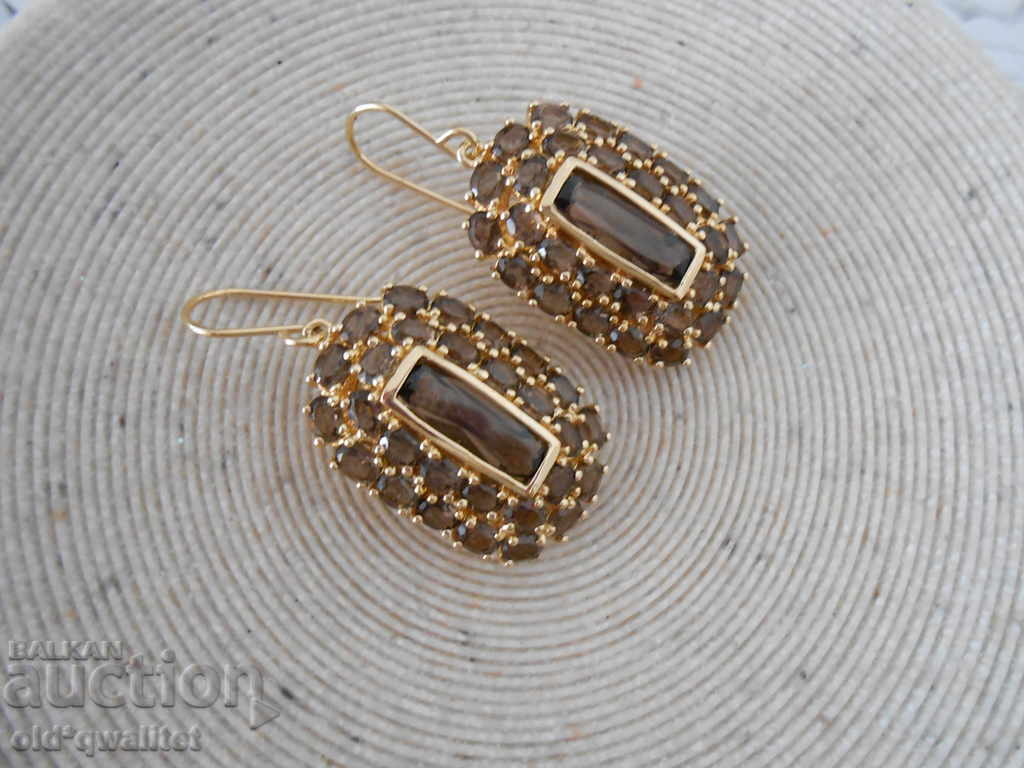 Πολυτελή ασημένια σκουλαρίκια με επιχρυσωμένο, καπνιστό χαλαζία - 5 Πολυτελή ασημένια σκουλαρίκια με επιχρυσωμένο, καπνιστό χαλαζία - 5