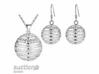 Jewelry set - necklace and earrings - spheres, disco hip-hop