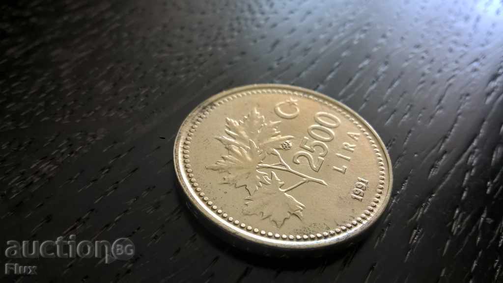 Монета - Турция - 2500 лири | 1991г.