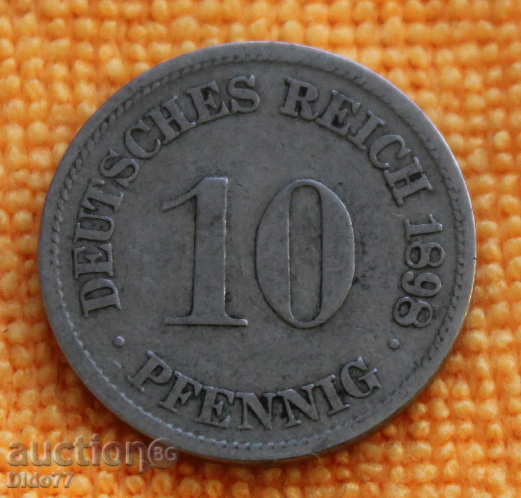 1898 Γ.- 10 pfennig, D, Γερμανία εξαιρετική